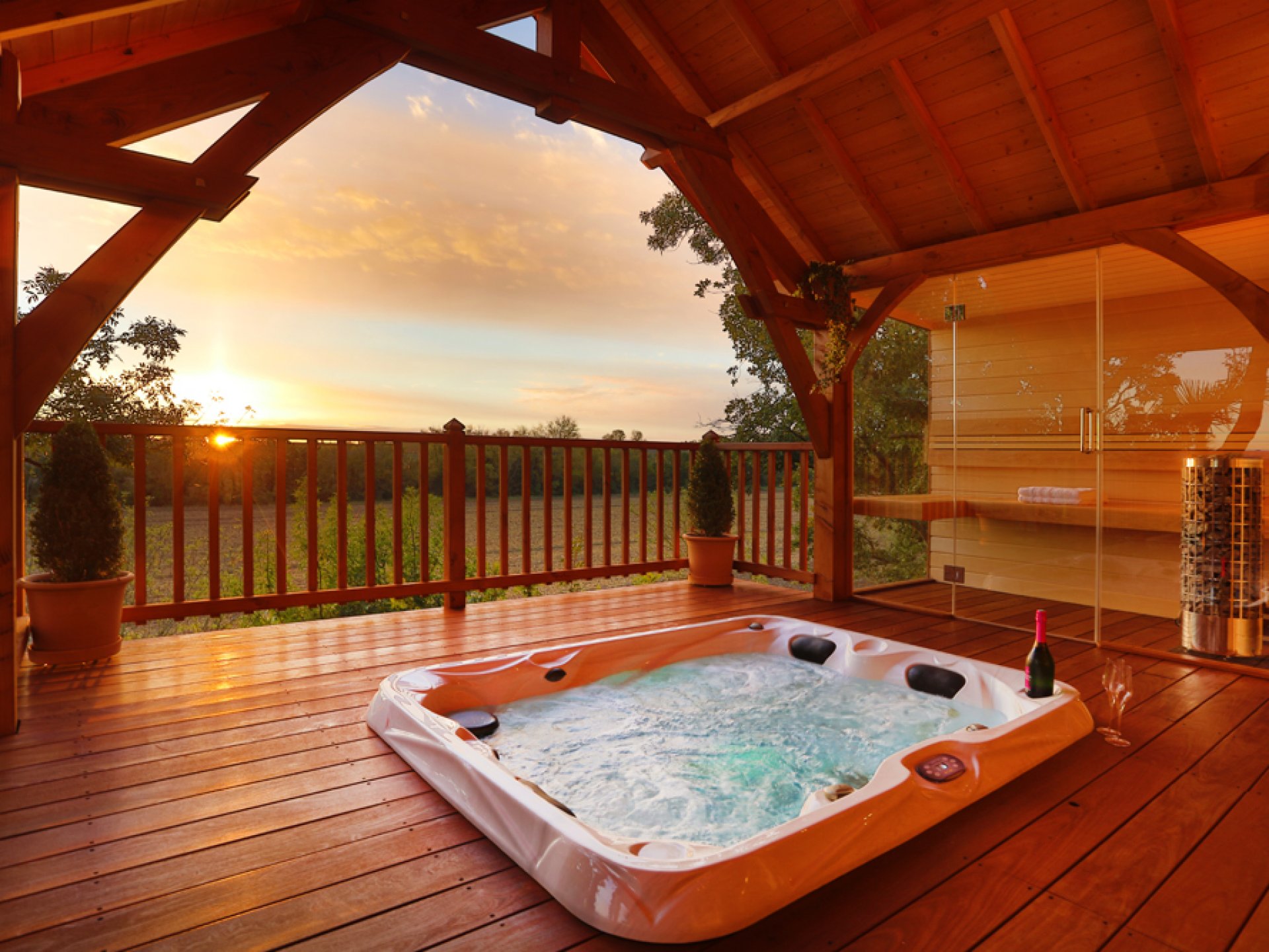 Cabane de Luxe avec sauna et jacuzzi - Cabane dans les arbres Languedoc