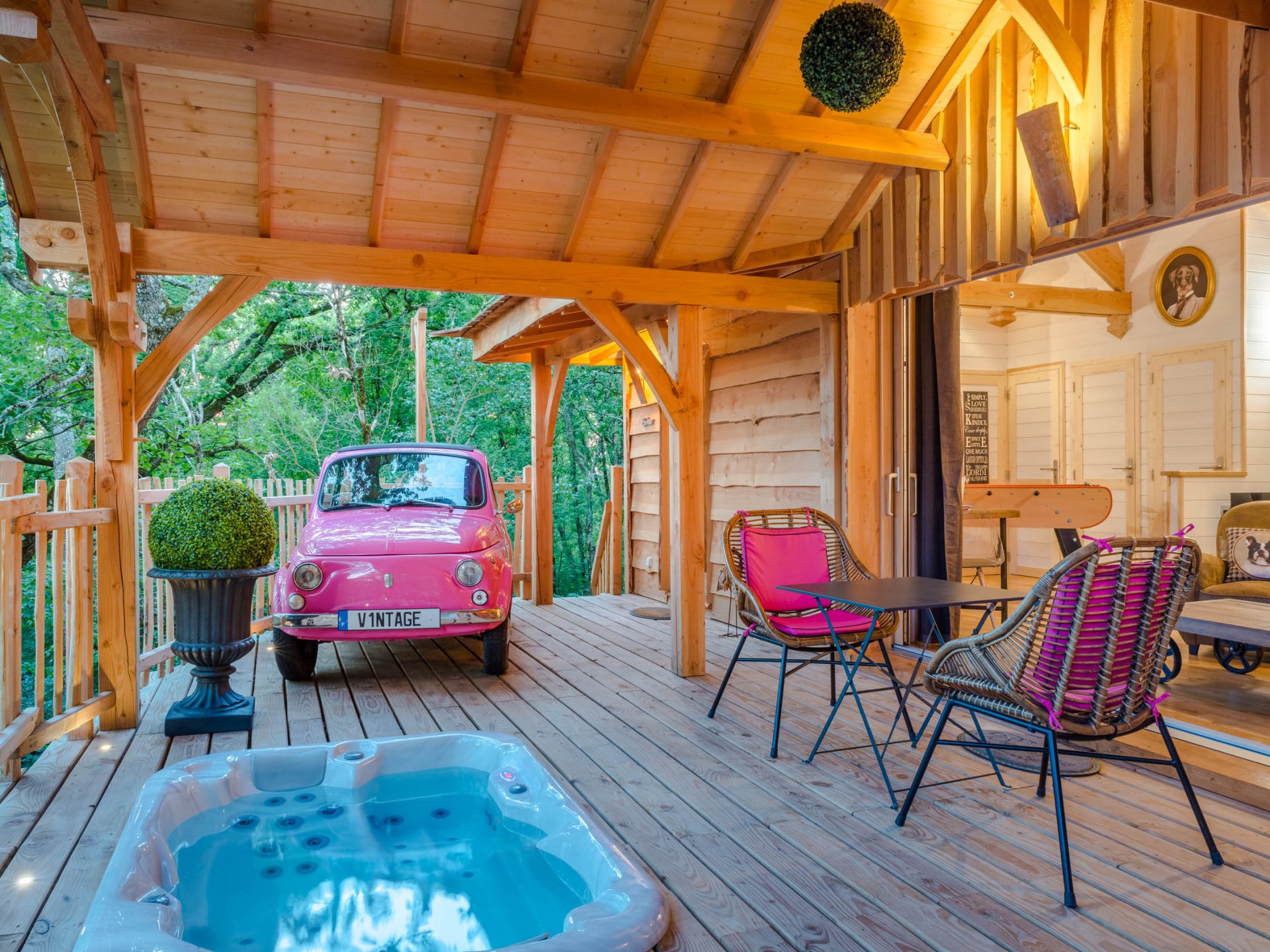 Cabane Spa Vintage - Cabane dans les arbres Aquitaine (Nouvelle